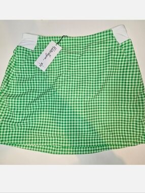 NWT Walter Hagen Performance 11 Knit Skort Green And White Checks Size L